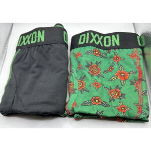 Dixxon Flannel Co Premium Boxer Briefs, 2 Pack, Black/Green Roses, Size 2XL, NIB